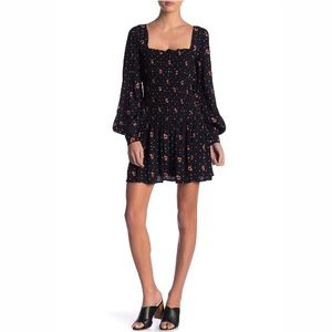 Free People Two Faces Mini black floral Dress size small